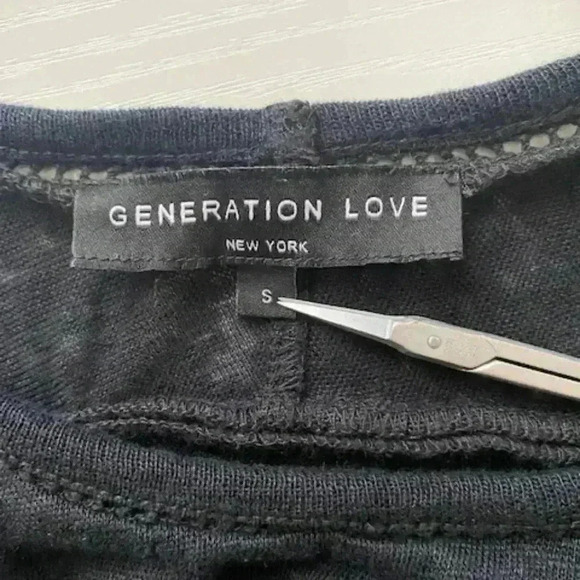 Generation Love 100% Linen Cap Sleeve Black Lace Blouse Size S - Picture 4 of 9